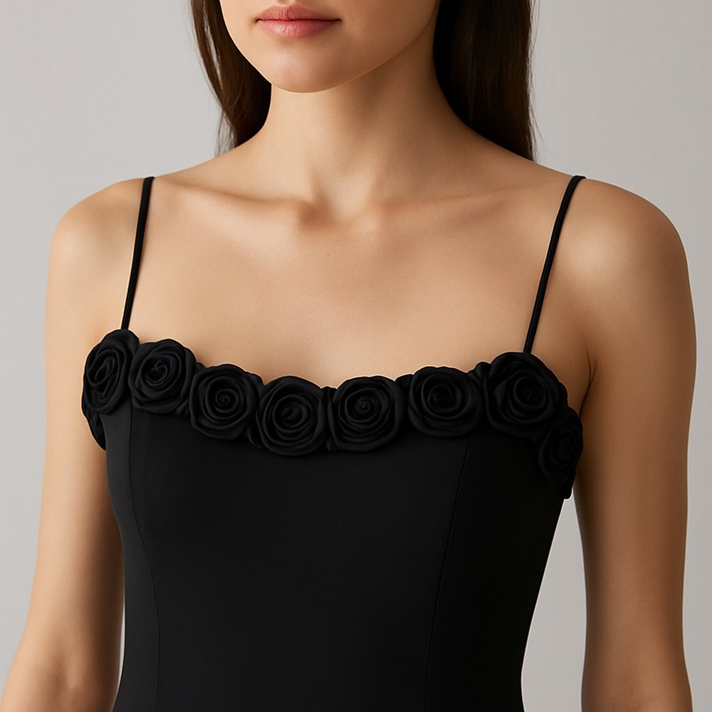 Vintage 90s Rosette Cocktail Dress Full Length